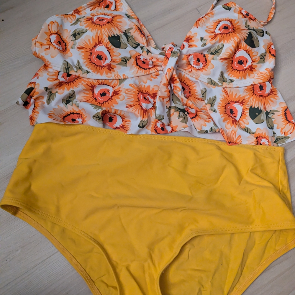 Sunflower Print Bikini Set